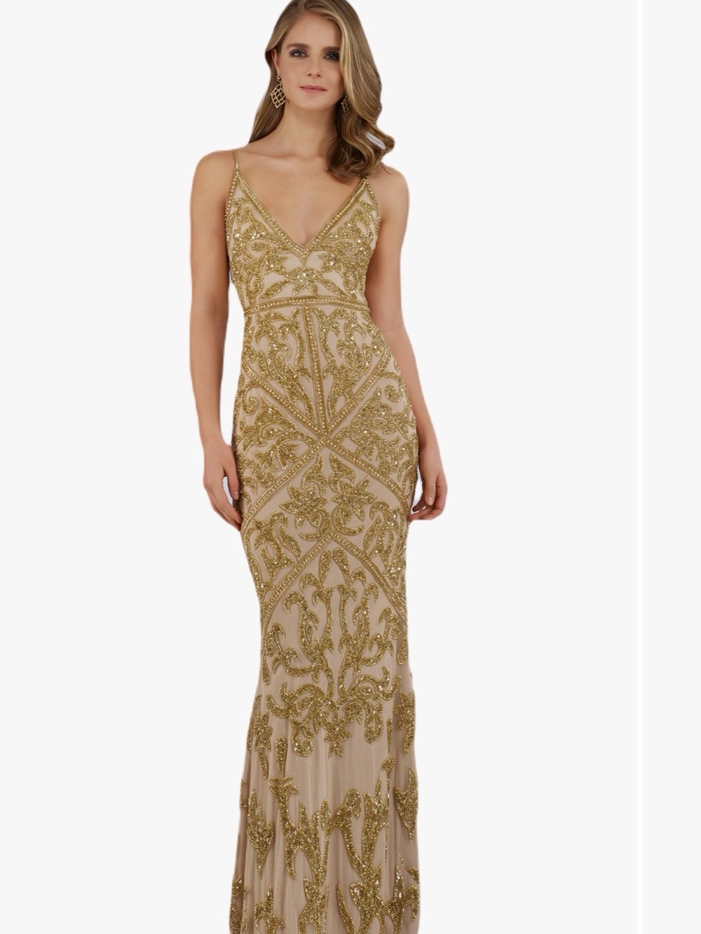 Lara New York- Spaghetti Strap Beaded Dress- Formal
